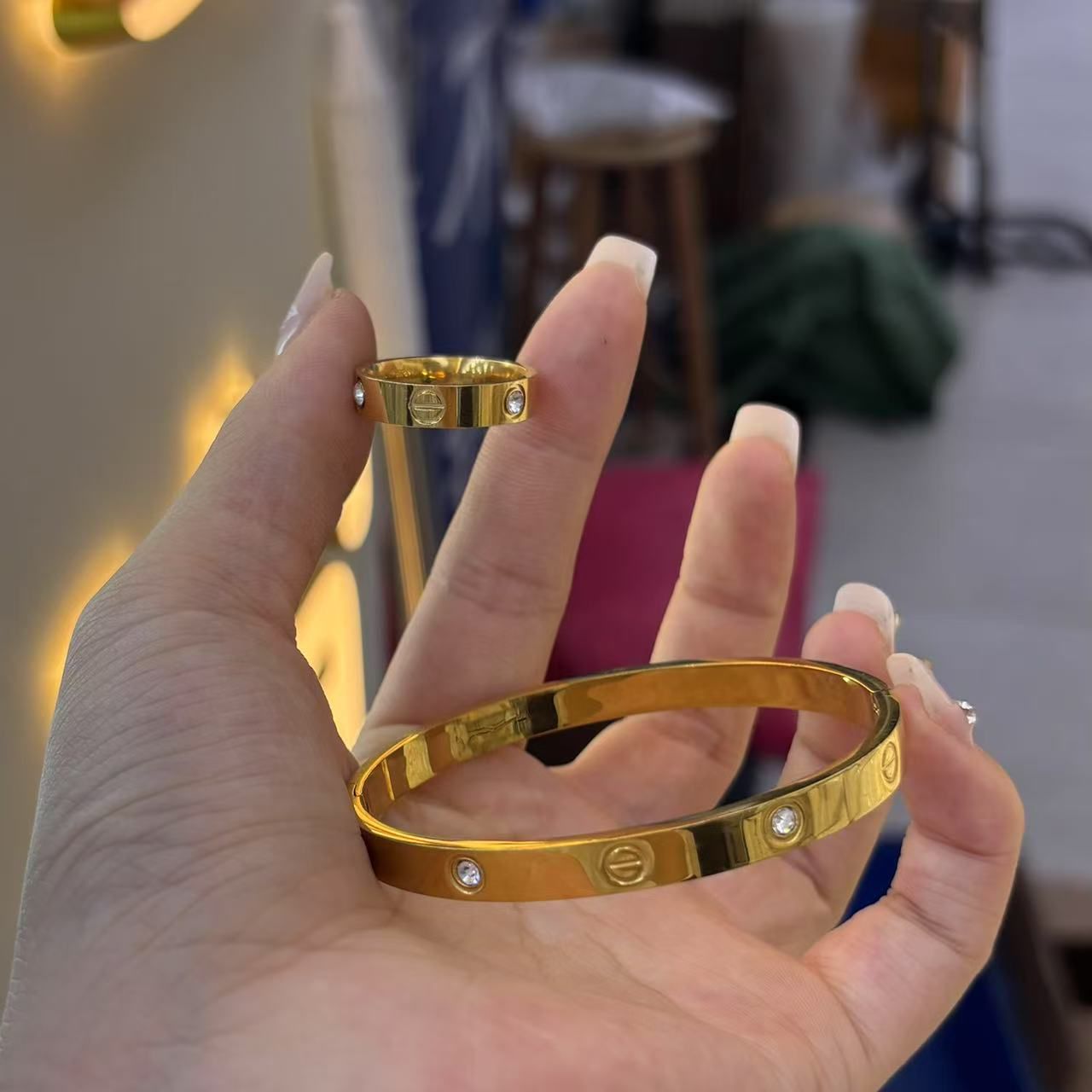 Shopno Jewellery Infinity Bracelet Couple Gold Plated Bangles Stainless